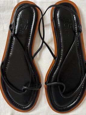 NWOB J. Crew Sorrento Black Strappy Leather Sandal Women's Size 7 1/2